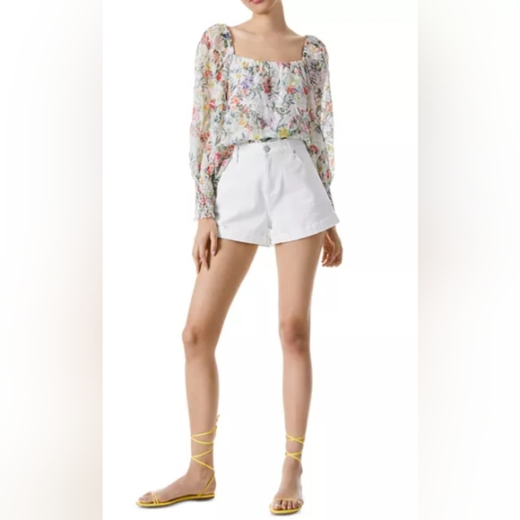 NWOT Alice + Olivia Women's Rowa Track Floral Eyelet Top MEDIUM - Picture 4 of 12